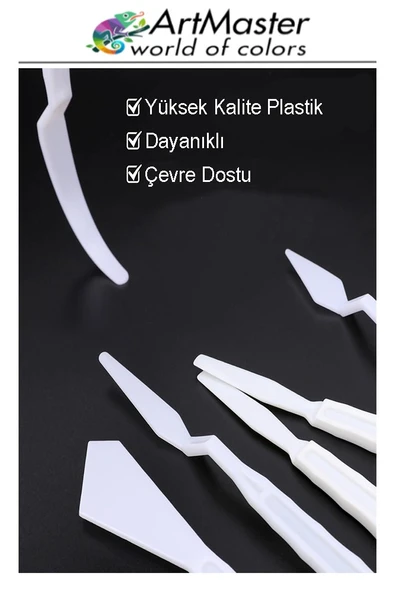 Plastik 17 Hazneli Resim Paleti Masaüstü 5 Li Plastik Spatula Ve Resim Fırçası 1 Paket Palet Bıçağı Seti Ressam Sanat - Resim 4