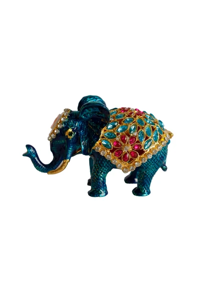 taru pasaj Kristal Taşlı Metal Fil Biblo – 12x7 cm – El Yapımı Dekoratif Süs Eşyası – Şans ve Bereket Sembolü - 2