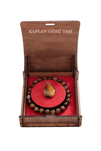 taru pasaj Kaplangözü Doğal Taş Set - 8 mm Bileklik & Kolye ile Ruhsal Güç