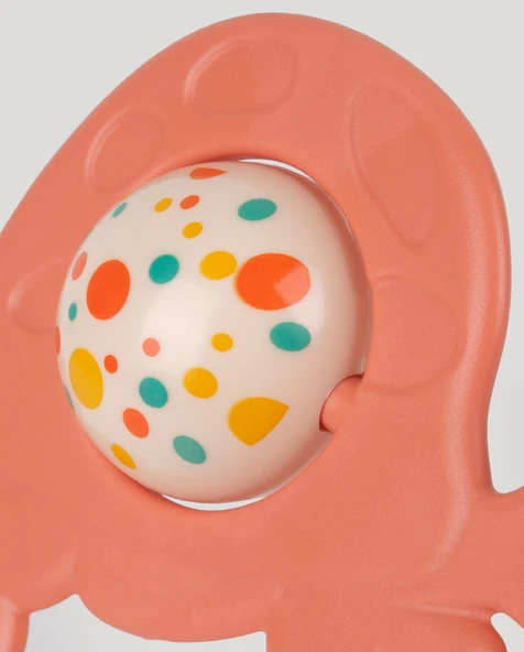 Sevimli Kaplumbağa Diş Kaşıycı Çıngırak-Somon - Resim 2