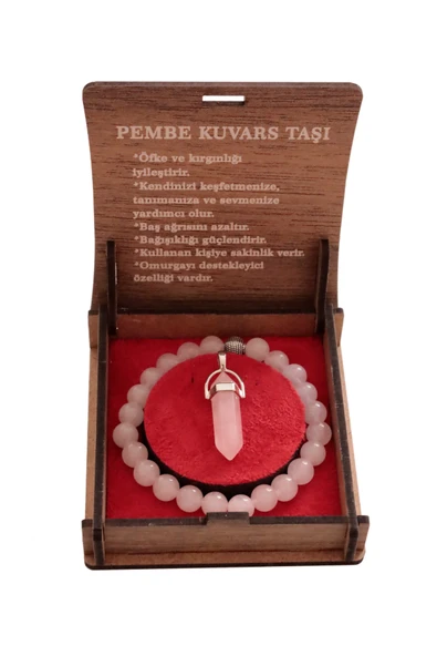 taru pasaj Pembe Kuvars Bileklik ve Kolye Seti – Aşkın ve Pozitif Enerjinin Simgesi