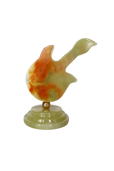 taru pasaj El Yapımı Oniks Taş Gitar Tasarımlı Masa Saati - Dekorasyon ve Hediye İçin İdeal - Resim 3