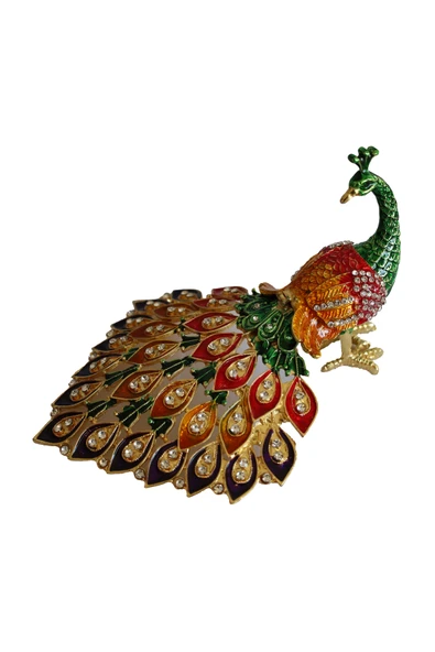 taru pasaj Kristal Taşlı Metal Tavus Kuşu Biblo – Dekoratif ve Şık Aksesuar - 2