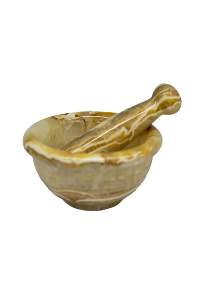 mutfak " Için Büyük Boy Doğal Oniks Taş Havan - Damarlı Akik Desenli, Şık Ve Dayanıklı" ürün görseli