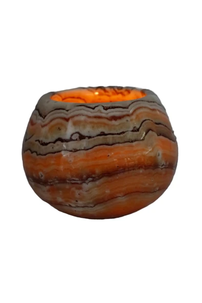 taru pasaj El Yapımı Oniks Hacıyatmaz Mumluk – Doğal Taş ile Sıcak ve Şık Dekor - Resim 4