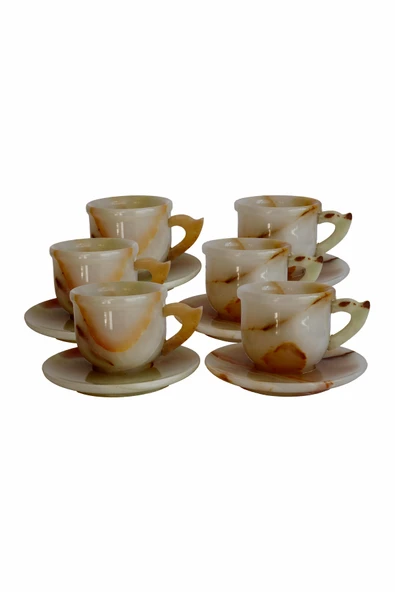 taru pasaj El Yapımı Oniks Doğal Taş Fincan Seti – 2’li & 6’lı –Doğal Desenli Lüks Taş Tasarım