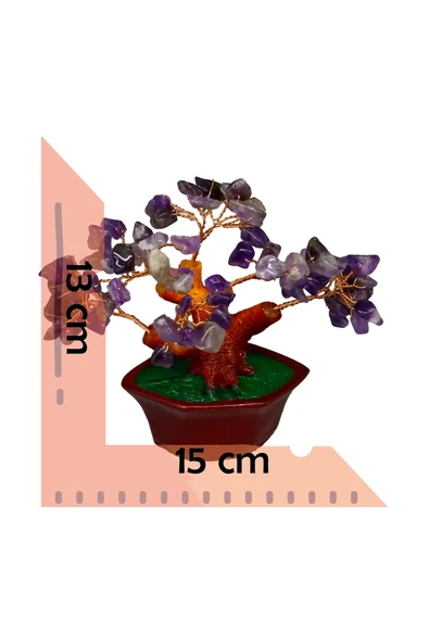 taru pasaj Ametist Doğal Taşlı Bonsai Hayat Ağacı - Dekoratif ve Şifalı Enerji Ağacı ürün görseli