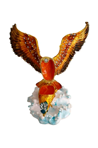 taru pasaj Kristal Taş İşlemeli Metal Kartal Figürü - Gösterişli ve Dekoratif Dayanıklı Ürün - Resim 7