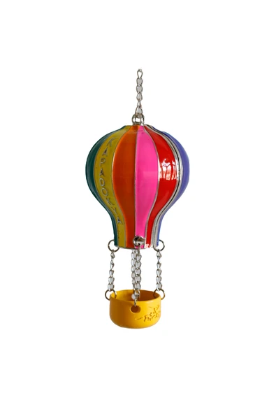 taru pasaj Renkli El Yapımı Metal Balon Biblo – Cappadocia Temalı Dekoratif Obje - Orta Boy - Resim 4