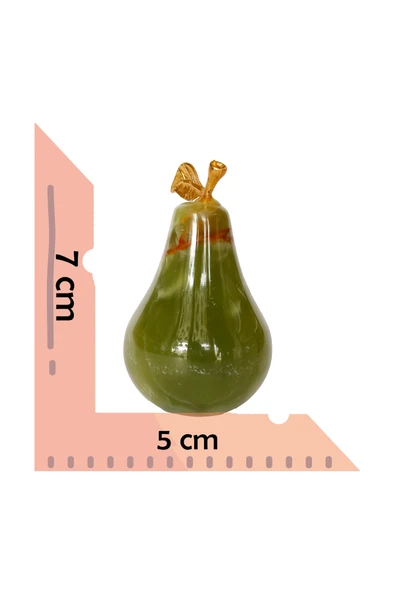 taru pasaj Onyx Doğal Taş Masa Saati - Elma ve Armut Figürü Kombini, Dekoratif ve Şık Hediyelik Set - 3