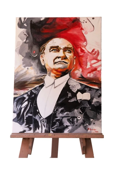 Home "el Yapımı Atatürk Yağlıboya Tablo - 60x80 Cm, Ofis Ve Ev Dekorasyonu Için Duvar Tablosu"