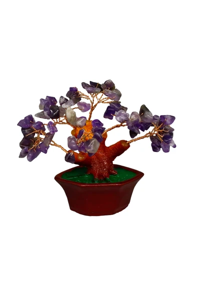 taru pasaj Ametist Doğal Taşlı Bonsai Hayat Ağacı - Dekoratif ve Şifalı Enerji Ağacı - Resim 2