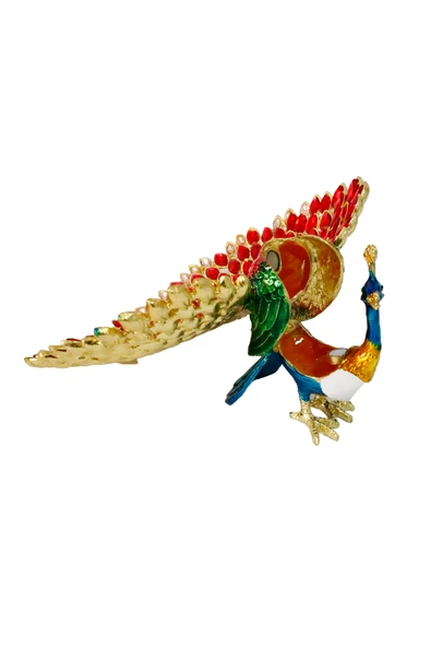taru pasaj "Lüks Kristal Taşlı Metal Tavus Kuşu - Kırmızı Dekoratif Aksesuar" - Resim 3