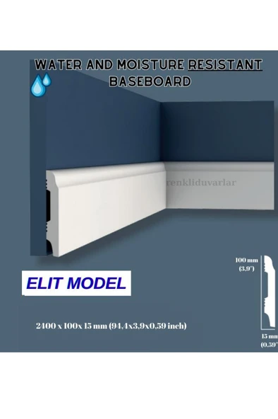 10cmx240cm Beyaz Elit PVC Çıta Parke Süpürgelik Kenar Çıtalama Dekoratif Ev Süpürgelik 1 Boy 240cm - Resim 2