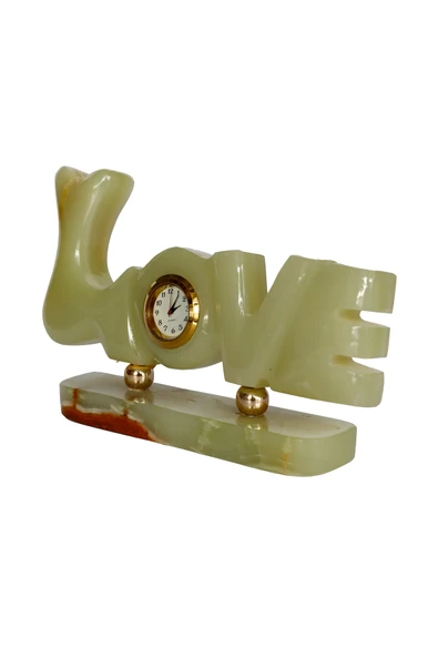taru pasaj "Love Tasarımlı Oniks Doğal Taş Saat - Özel Günler İçin Şık ve Anlamlı Dekoratif Saat" - Resim 2