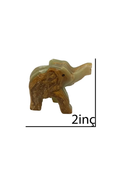 Oniks Doğal Taş Biblo, 7'li Bereket Fil Figürleri, Ev Dekorasyonu Seti - Resim 2