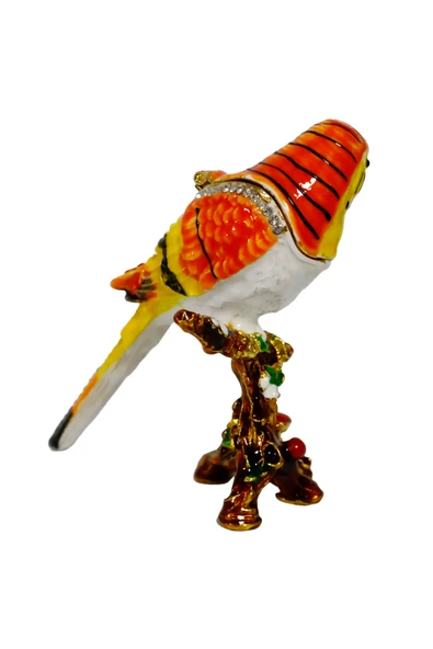 hediye "metal Papağan Kuş Biblosu -3 Farklı Renk Varyantlı, Kristal Taşlı Dekoratif Biblo - 8 Cm" - Resim 3