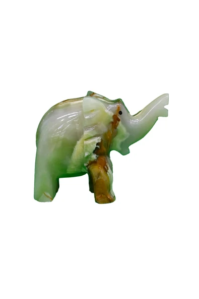 taru pasaj Doğal Oniks Taş El Yapımı Fil Figürü – Bereket Ve Şans Getiren Dekoratif Obje - 4 Inç Boyutunda - Resim 4