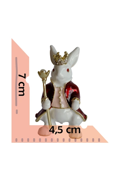 taru pasaj Dekoratif Kral Tavşan Biblo, Kristal Taşlı Metal, 7 cm, 4.5 cm, Hediye Kutulu - 5