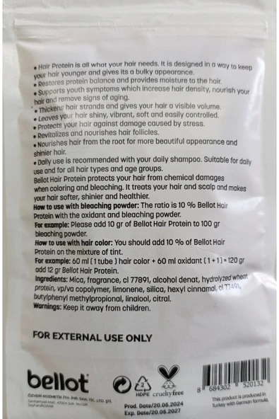 Saç Bakım Proteini / Hair Protein - Saç Açma Ve Boya Işlemlerinde Yıpranmalara Karşı Özel Ürün 100gr - Resim 2