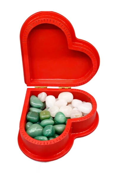 taru pasaj Kırmızı Ahşap Kalp Kutu İçinde Doğal Değerli Taşlar - Anlamlı ve Şık Hediye Seçeneği - Resim 3