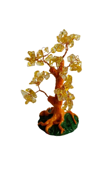 taru pasaj Doğal Sitrin Taşlı Hayat Ağacı - El Yapımı Bereket ve Şifa Dekoru (16x14 cm) - Resim 5