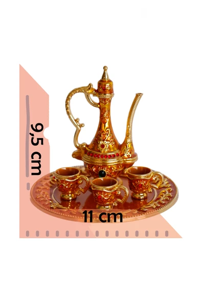 taru pasaj Renkli Metal Biblolar - Renk Seçenekli Dekoratif Mini Çay Takımı - Resim 5