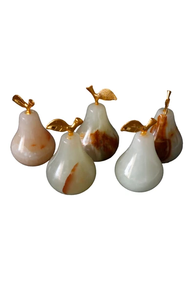 taru pasaj Doğal Oniks Taş Armut Seti – 1,5 inç Dekoratif El Yapımı Biblo - Resim 3