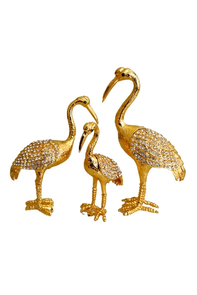 taru pasaj "Kristal Taş İşlemeli Metal Flamingo Ailesi - Şık ve Dekoratif Ürün" ürün görseli