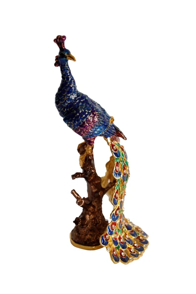 taru pasaj Kristal Taş İşlemeli Metal Tavus Kuşu Biblo – Ağaç Üzerinde Dekor – 18x9 cm - Resim 5