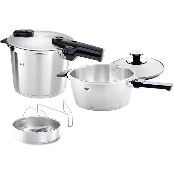 Fissler Vitaquick Premium 6+3,5 Litre Düdüklü Tencere + Buharda Pişirme Aparatı ürün görseli