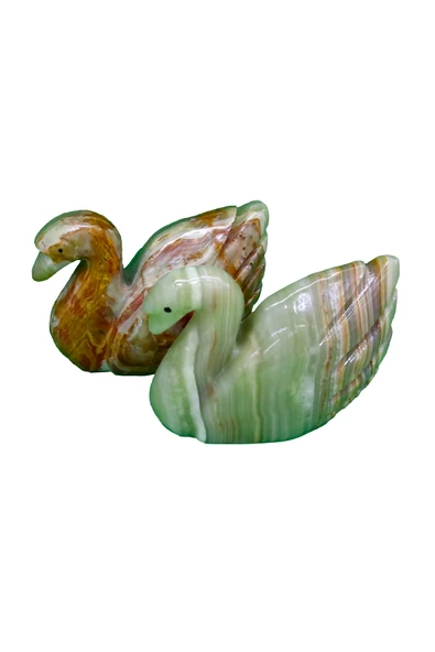 taru pasaj Doğal Oniks Taşından El Yapımı Kuğu Biblo Seti - Şık ve Dekoratif ürün görseli