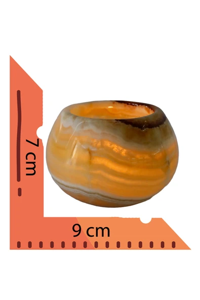 taru pasaj El Yapımı Oniks Hacıyatmaz Mumluk – Doğal Taş ile Sıcak ve Şık Dekor - Resim 4