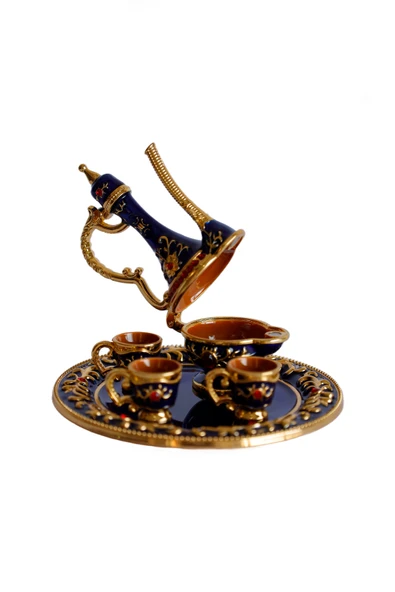 taru pasaj Renkli Metal Biblolar - Renk Seçenekli Dekoratif Mini Çay Takımı - Resim 3