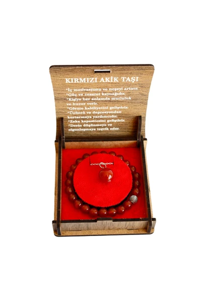 taru pasaj Kırmızı Akik Doğal Taş Bileklik – Enerji Dengeleyici, Şık ve Özgün Tasarım