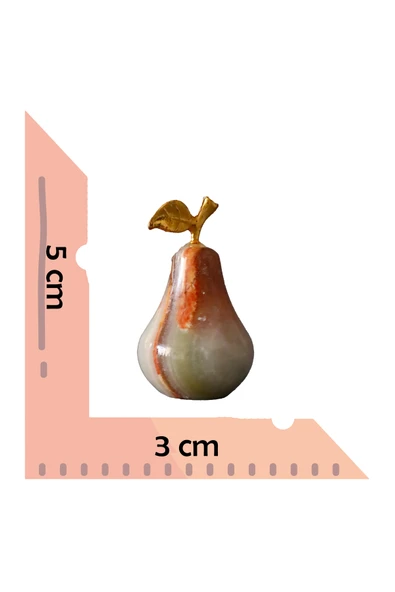 taru pasaj Doğal Oniks Taşından El Yapımı Armut Figür – 5 cm Dekoratif Taş Obje - Resim 3