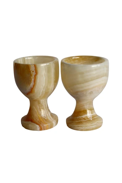 taru pasaj Bal Oniks Doğal Taş Yumurta Kadehi Seti – El Yapımı Dekoratif 2’li / 6’lı Takım, Şık Ev Aksesuarı