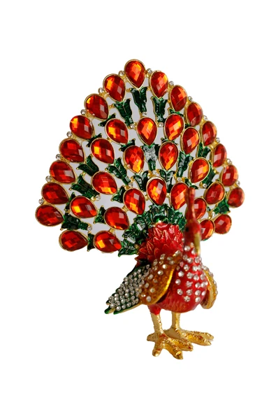 taru pasaj Kristal Taş İşlemeli Metal Tavus Kuşu Biblo – Dekoratif Şık Tasarım, 14x12 cm - Resim 2