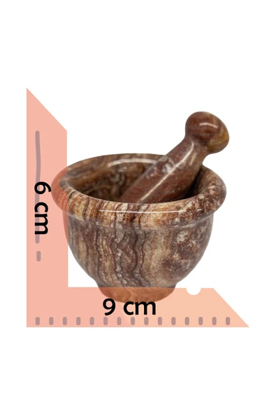 mutfak "orta Boy Doğal Oniks Taş Havan - Kahverengi Desenli, Için Benzersiz Damarlı Akik" - 3