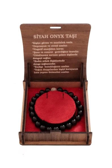 taru pasaj "Siyah Oniks Doğal Taş Bileklik – 8 mm Şık Tasarım, Hediye Kutusunda Sunum"