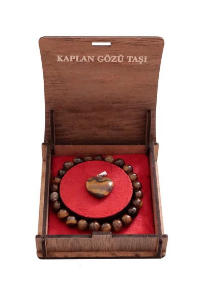 taru pasaj Kaplangözü Doğal Taş Set - 8 mm Bileklik & Kolye ile Ruhsal Güç