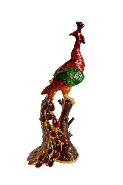 taru pasaj Kristal Taş İşlemeli Metal Tavus Kuşu Biblo – Ağaç Üzerinde Dekor – 18x9 cm - Resim 3