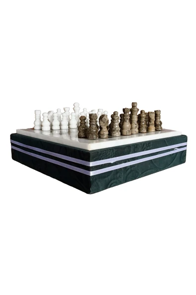 taru pasaj El Yapımı Doğal Taş Satranç Takımı – Fosil ve Mermerin Estetiği - Resim 7