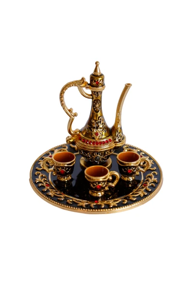 taru pasaj Renkli Metal Biblolar - Renk Seçenekli Dekoratif Mini Çay Takımı - Resim 4