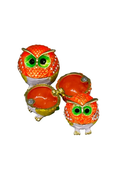 taru pasaj Farklı Boylarda 3'lü Kristal Taş İşlemeli Metal Baykuş Biblo Seti – Dekoratif Aksesuar - Resim 2