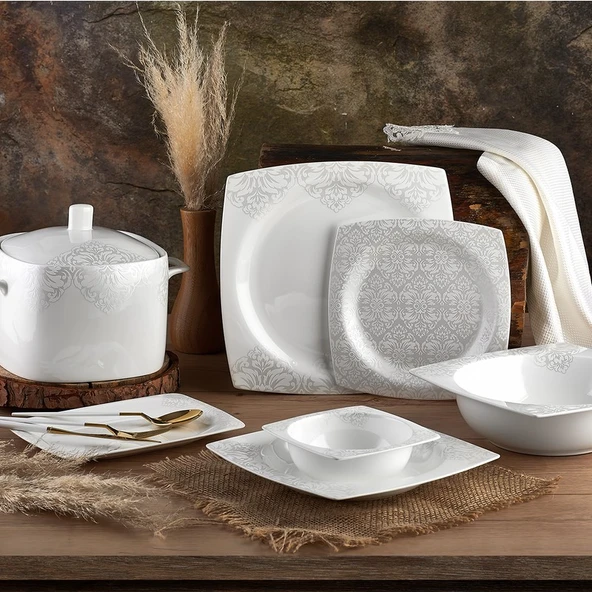 Aryıldız Bone Square Porselen 60 Parça Yemek Takımı 45008 ürün görseli
