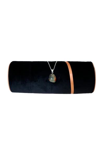 taru pasaj Kan Jasper Doğal Taş Kolye - Güç ve Şifa Taşı (Bloodstone)