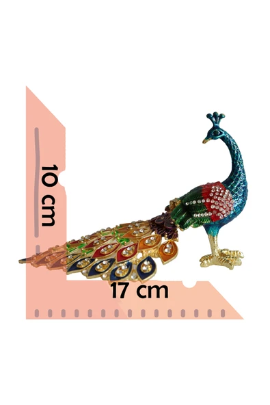 taru pasaj Kristal Taşlı Metal Tavus Kuşu Biblo – Dekoratif ve Şık Aksesuar - Resim 2