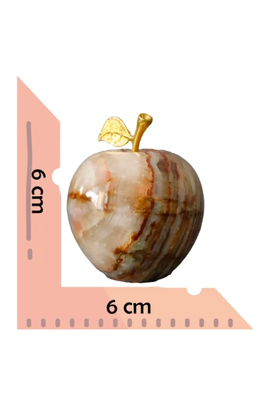taru pasaj 3'lü Doğal Oniks Taş Elma Biblo Seti - Dekoratif Şık Obje | Ev ve Ofis İçin Süs Eşyası - Resim 3