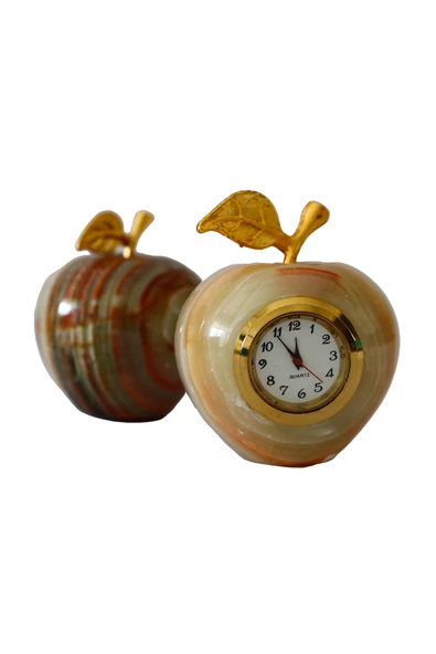 taru pasaj Elma Temalı Saat ve Biblo 2 İnç Dekoratif Aksesuar Seti ürün görseli